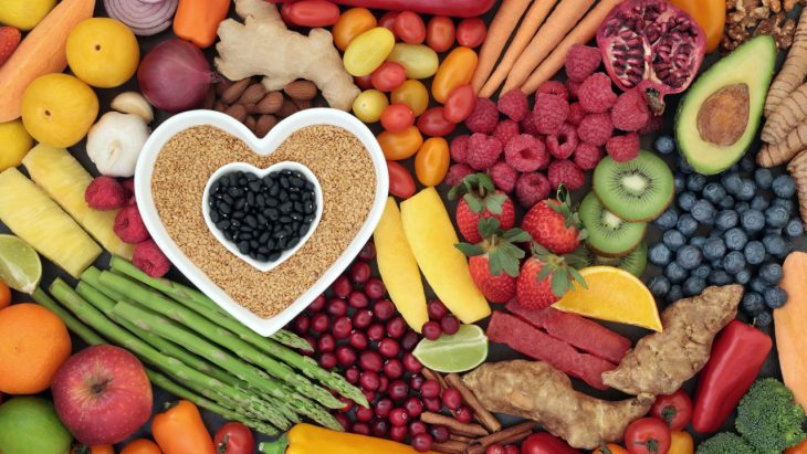 A selection of healthy foods, excellent for detox, including a lot of fruits and vegetables.