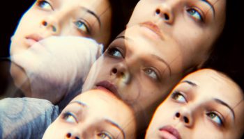 multiple images of a dazed-looking woman