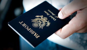Someone holds an American passport