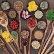 A selection of herbs and spices used for herbal detox
