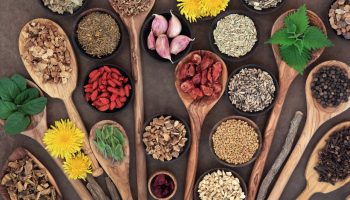 A selection of herbs and spices used for herbal detox