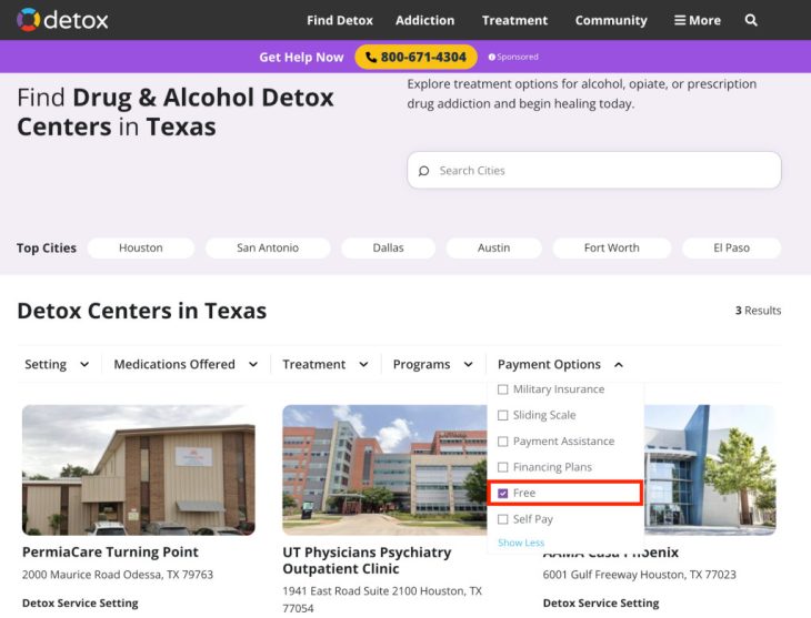 A view of the texas area drug rehabs featured on Detox.com