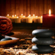 hot stones, candles, and a towel- commonly seen as part of holistic care and detox