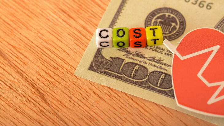 A 100 dollar bill with the word "cost" above it. Learn more about what detox and rehab may cost with medicare, here.